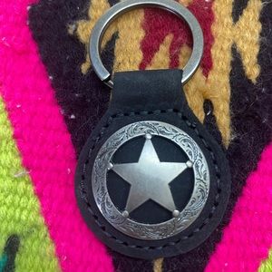 Montana west black /silver leather star keychain